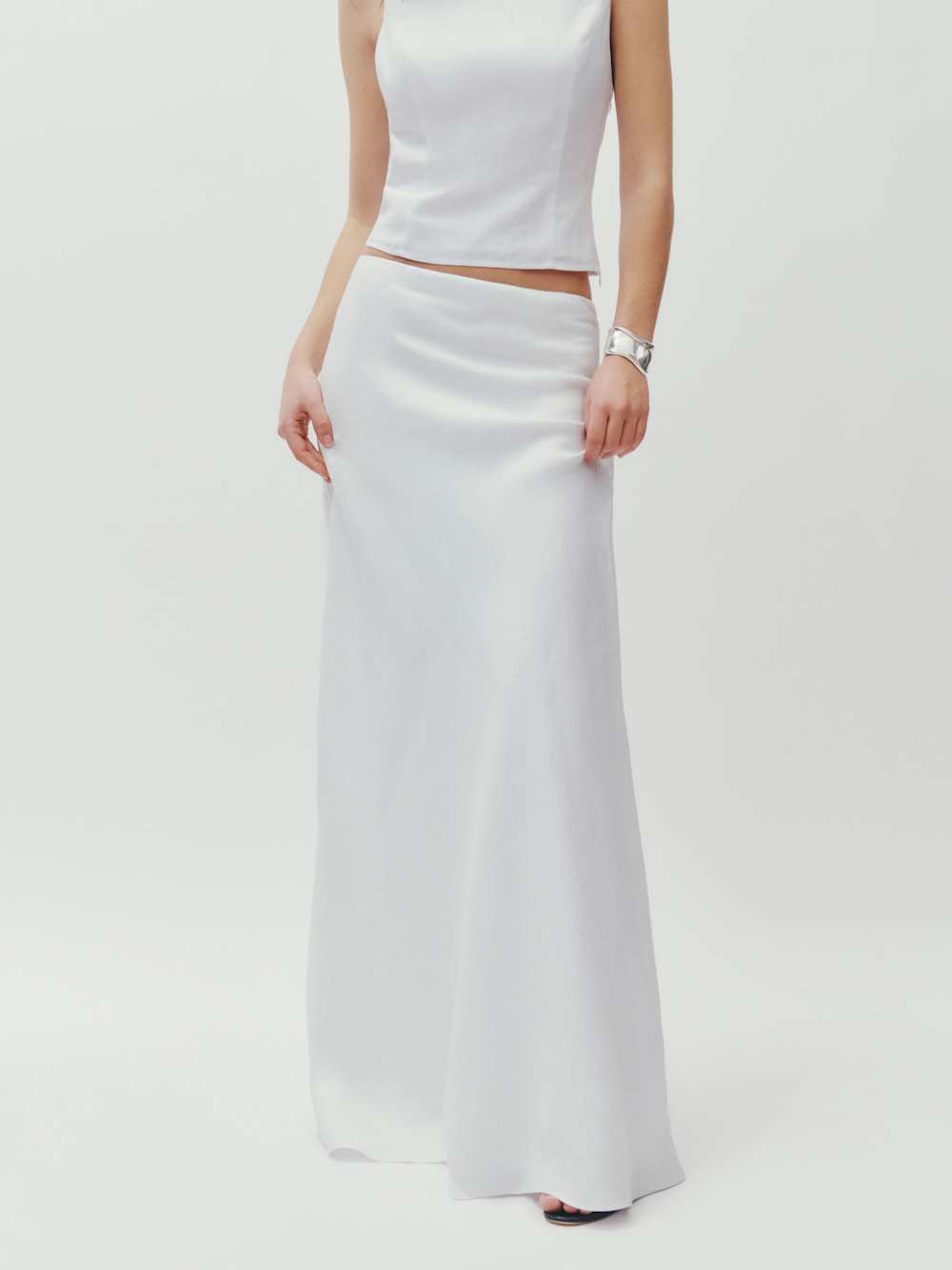 Bella Linen Skirt - White