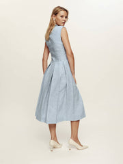 Prim Linen Dress - Cornflower Stripe