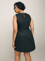 Citron Linen Dress Es - Black