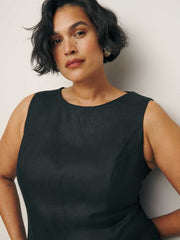 Citron Linen Dress Es - Black