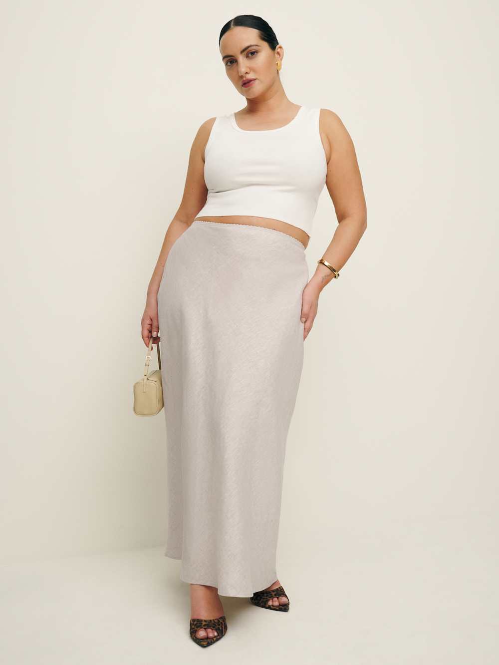 Layla Linen Skirt Es - Oatmeal