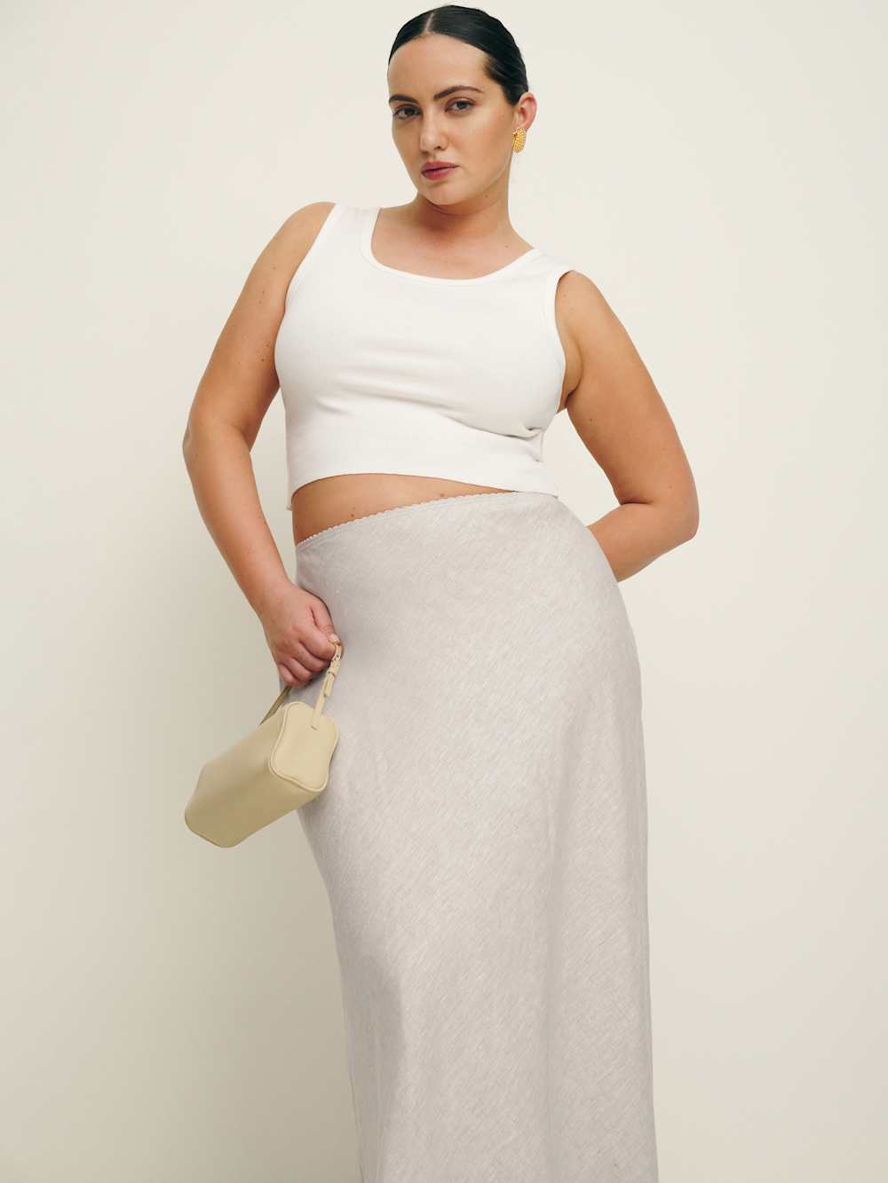 Layla Linen Skirt Es - Oatmeal