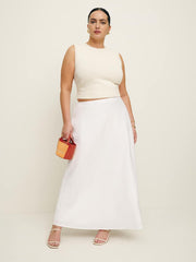 Layla Linen Skirt Es - White