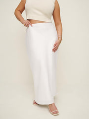 Layla Linen Skirt Es - White