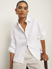 Andy Oversized Linen Shirt - White