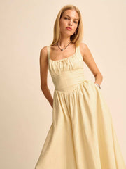 Petites Balia Linen Dress - Parmesan