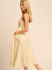 Petites Balia Linen Dress - Parmesan