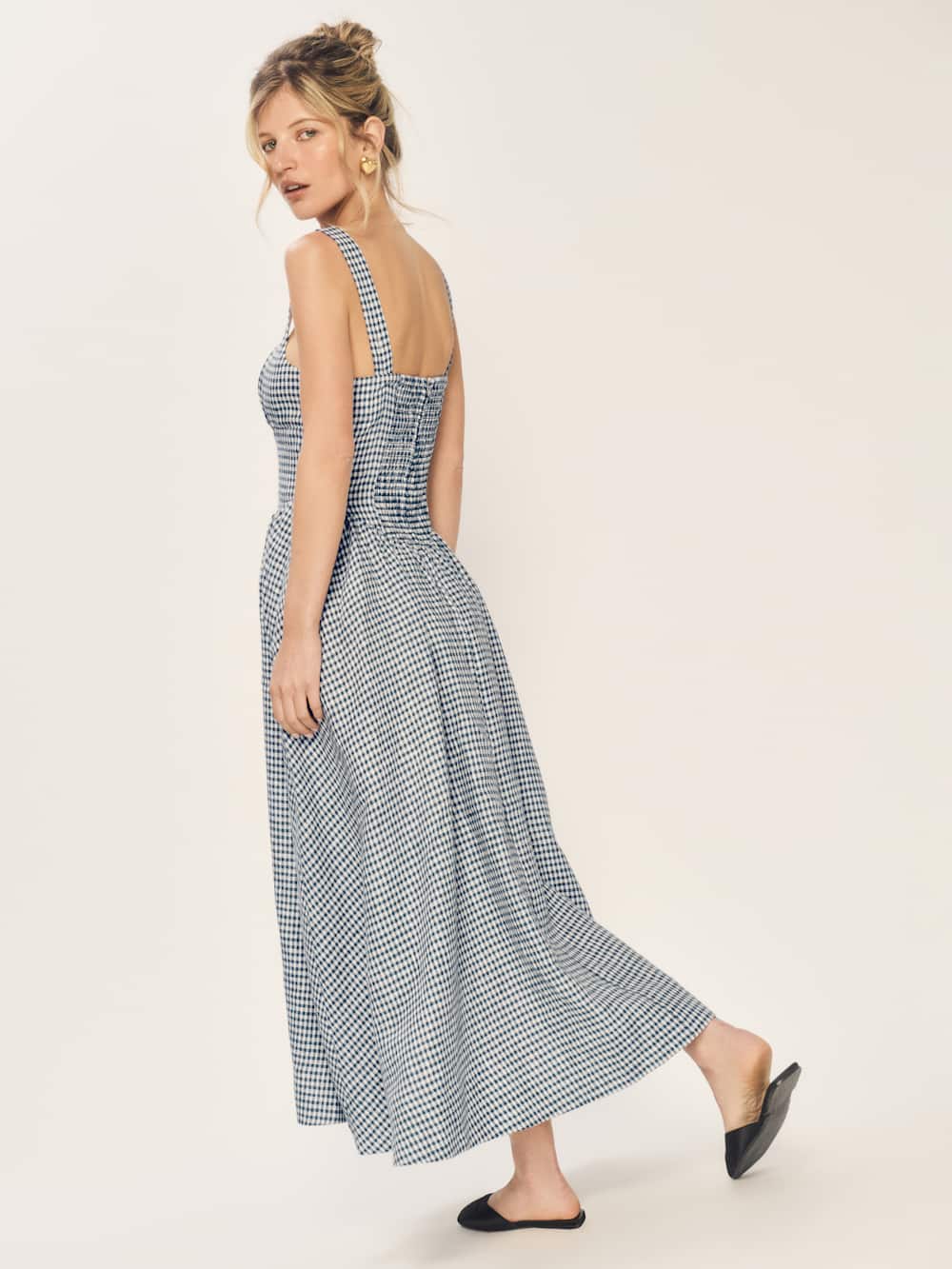 Petites Balia Linen Dress - Slate Check