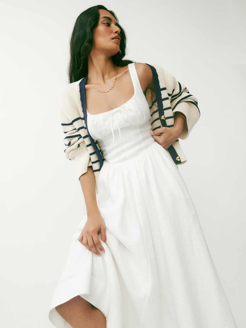 Petites Balia Linen Dress - White