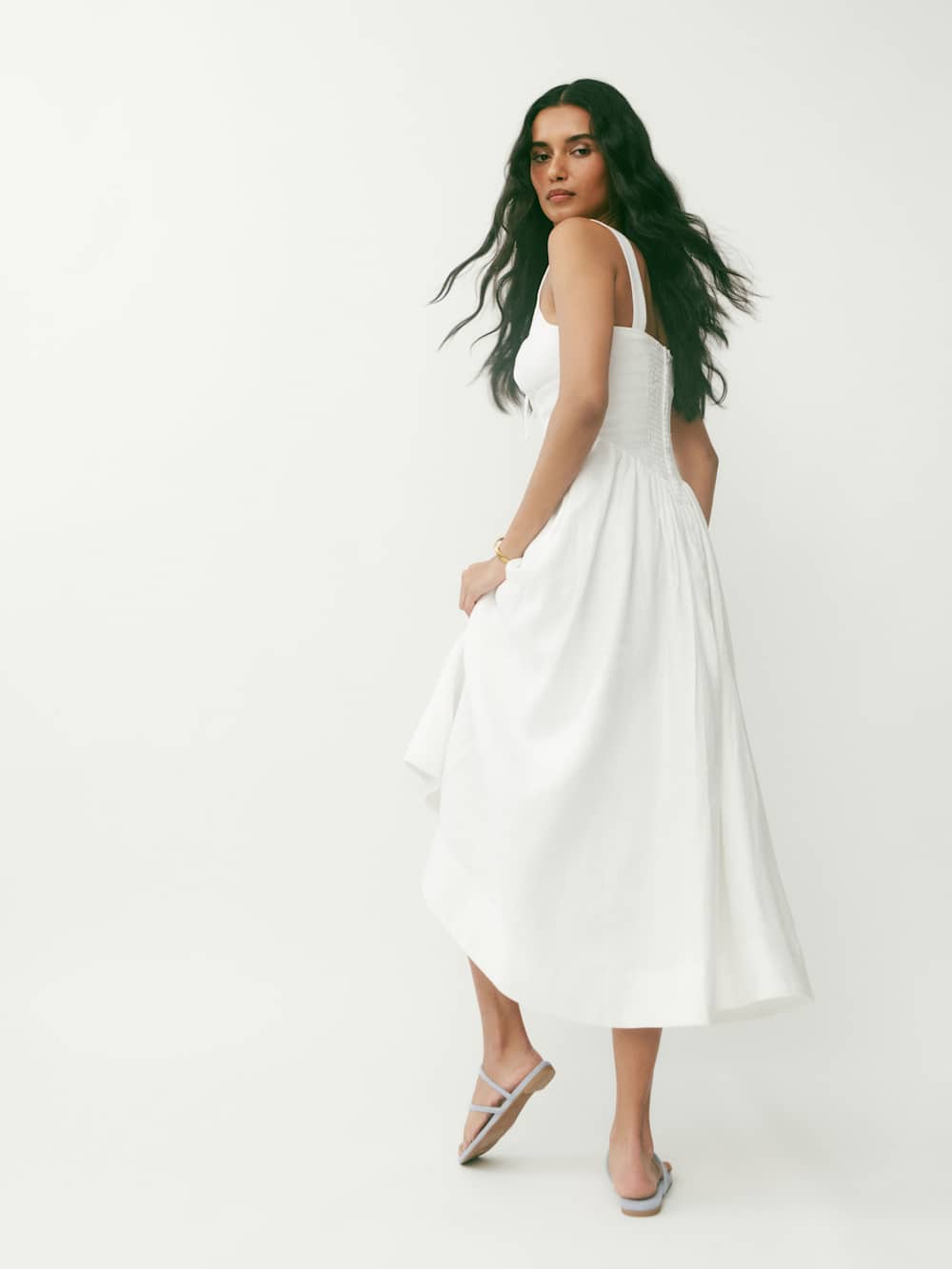 Petites Balia Linen Dress - White