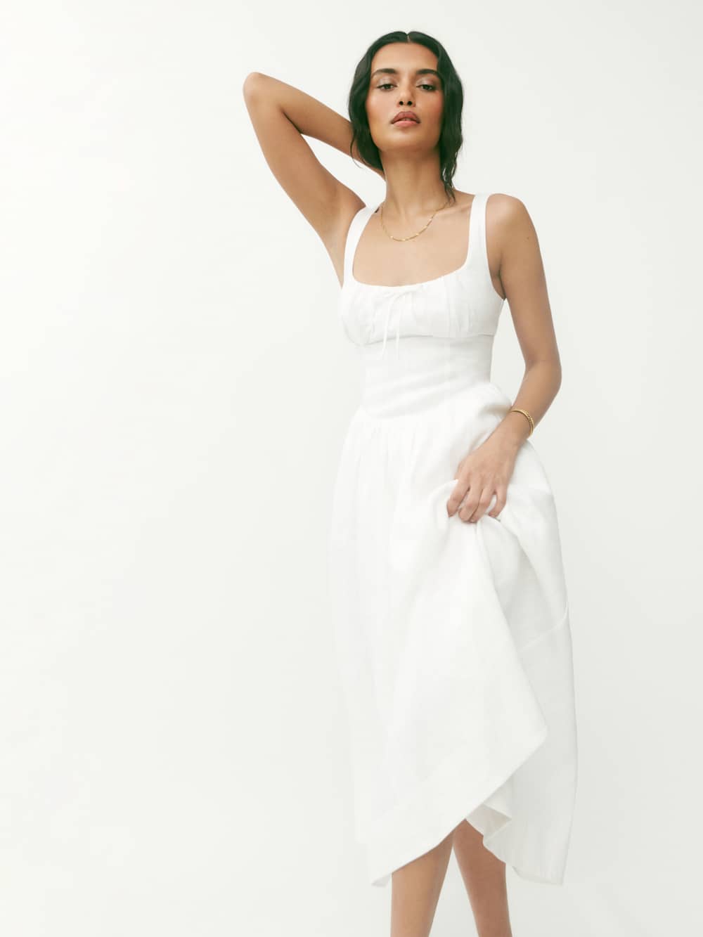Petites Balia Linen Dress - White