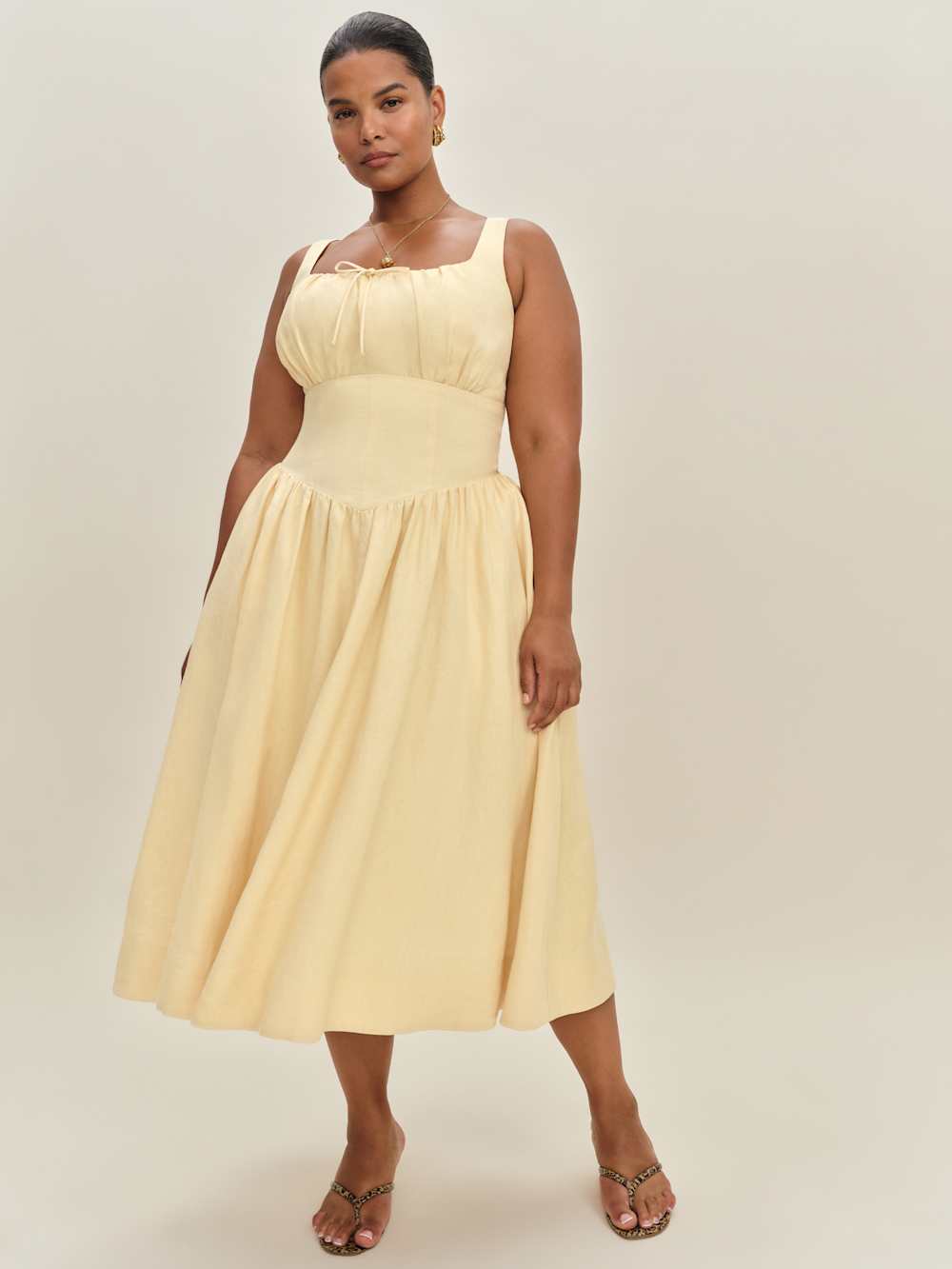 Balia Linen Dress Es - Parmesan