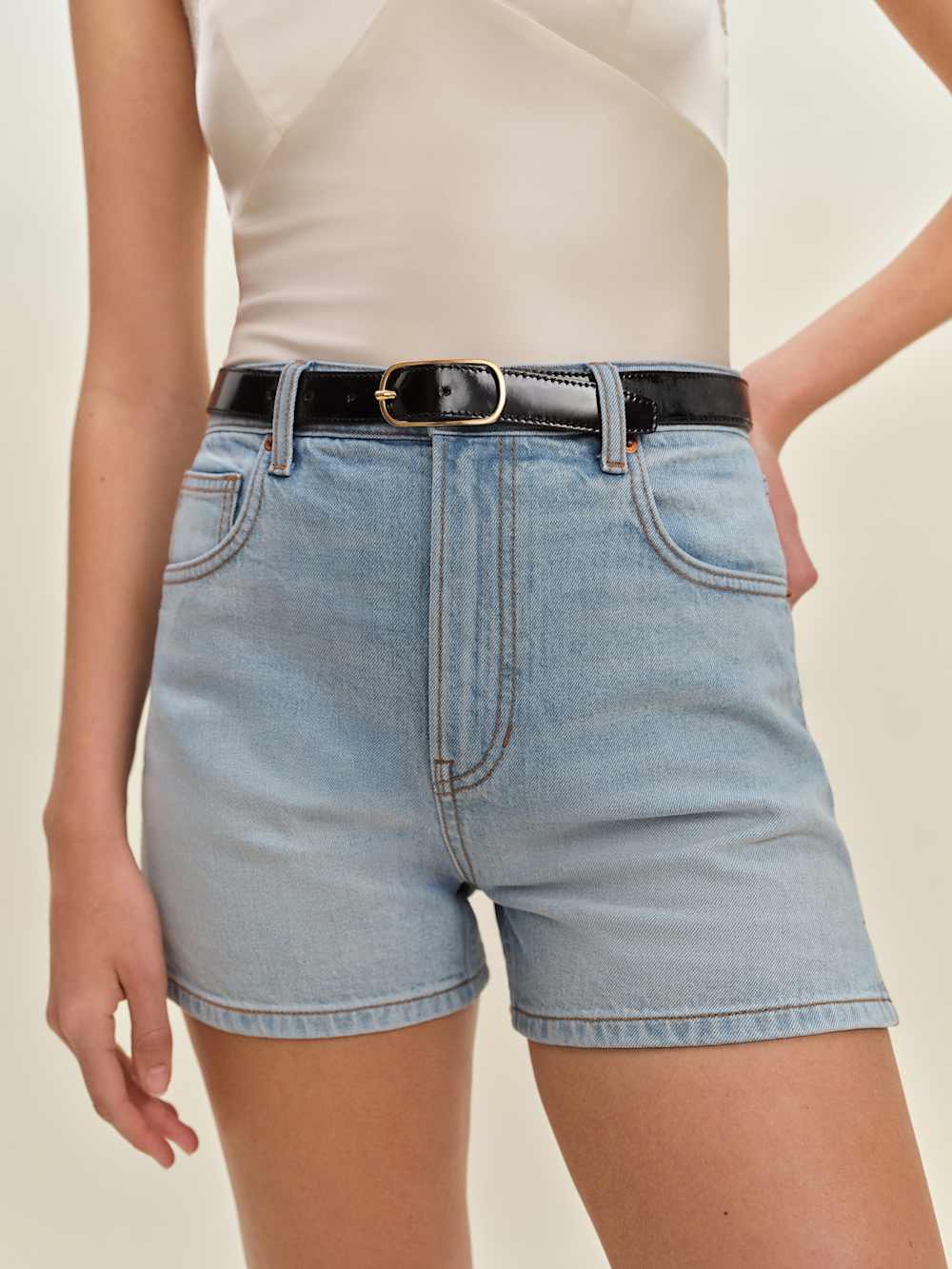 Norah Stretch High Rise 3.5” Jean Shorts - Cedar