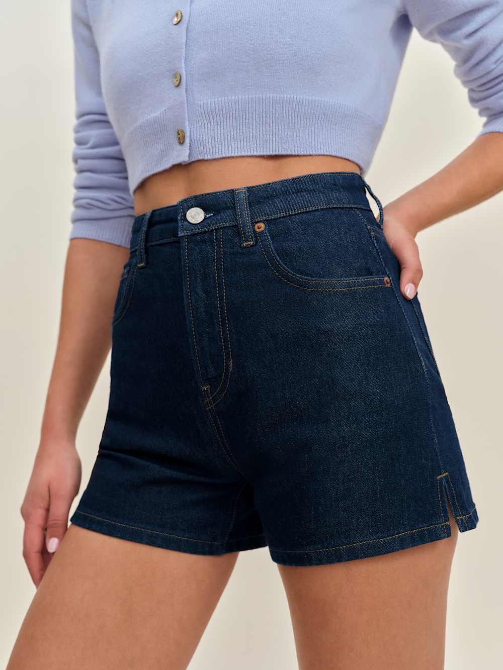 Norah Stretch High Rise 3.5” Jean Shorts - Seneca