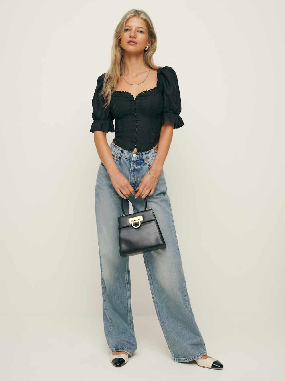 Simmie Linen Top - Black
