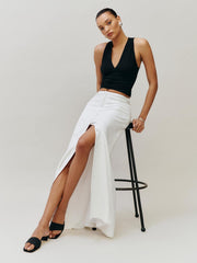Andi Linen Maxi Skirt - White