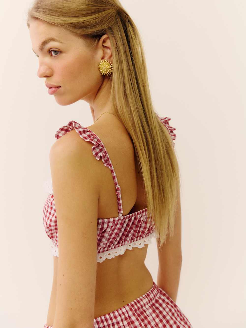 Romee Cropped Top - Red Gingham