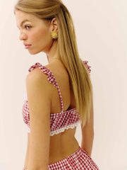 Romee Cropped Top - Red Gingham