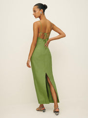 Malibu Linen Dress - Avocado
