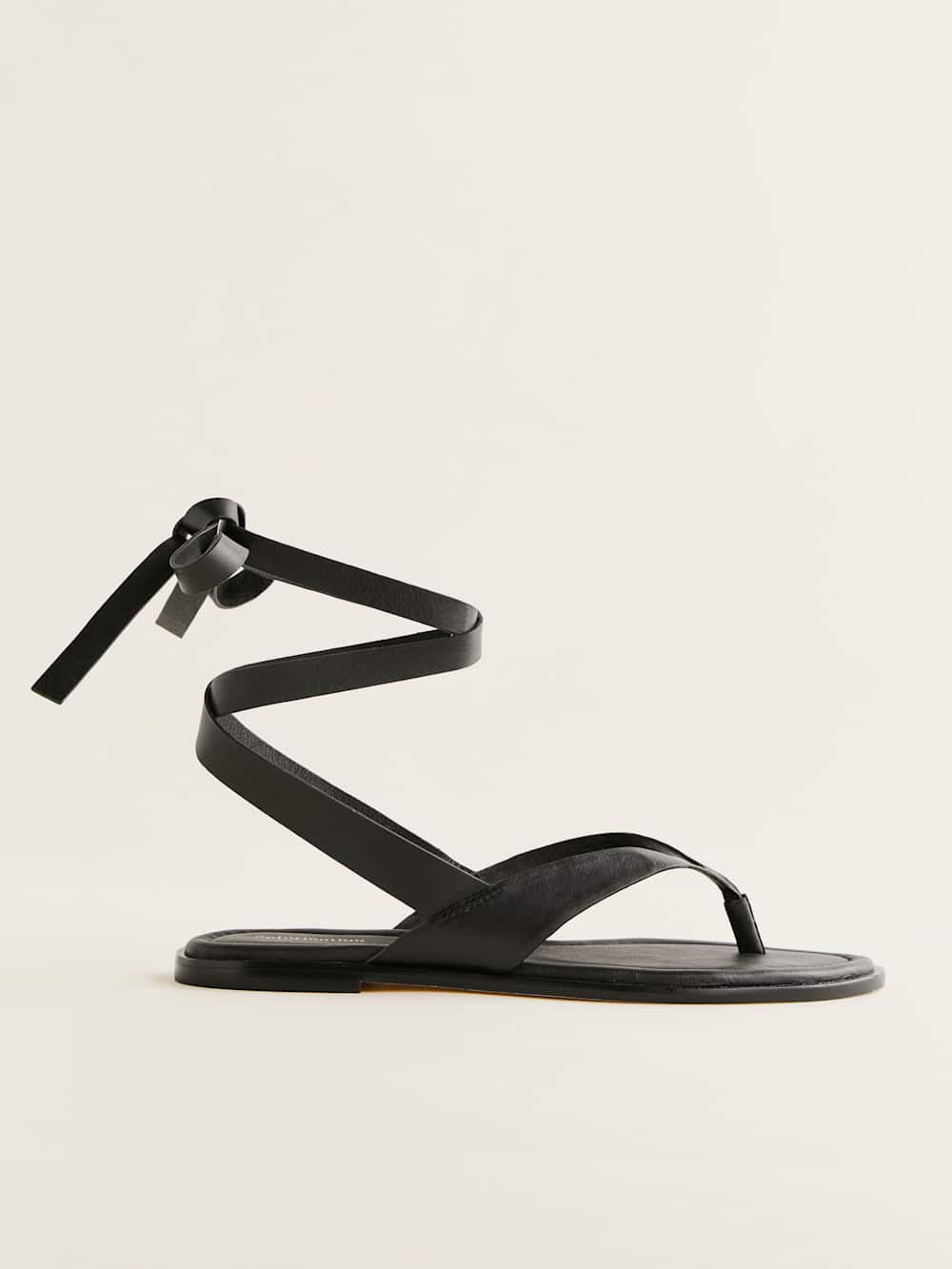 Justine Lace Up Thong Sandal - Black Leather