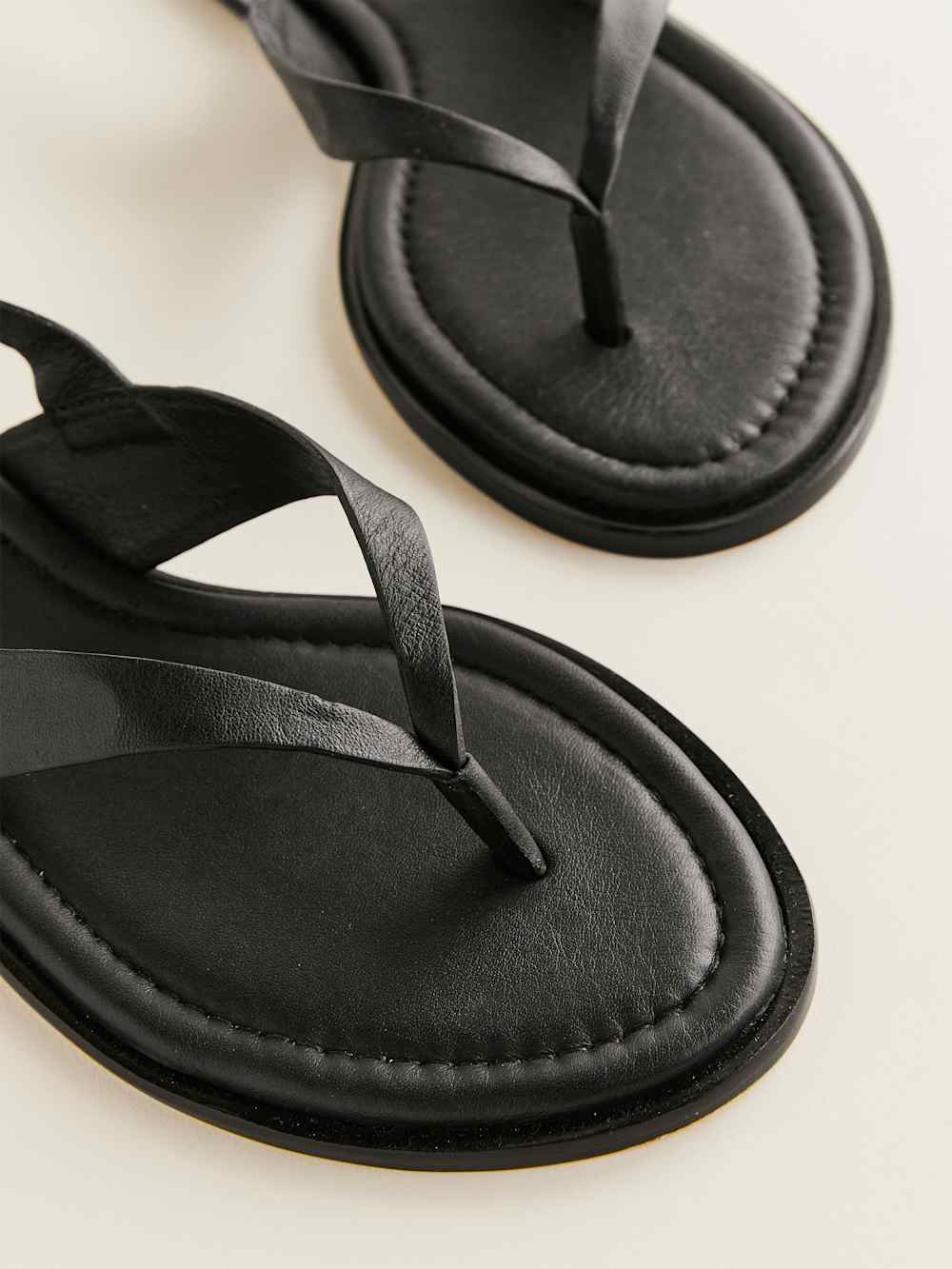 Justine Lace Up Thong Sandal - Black Leather