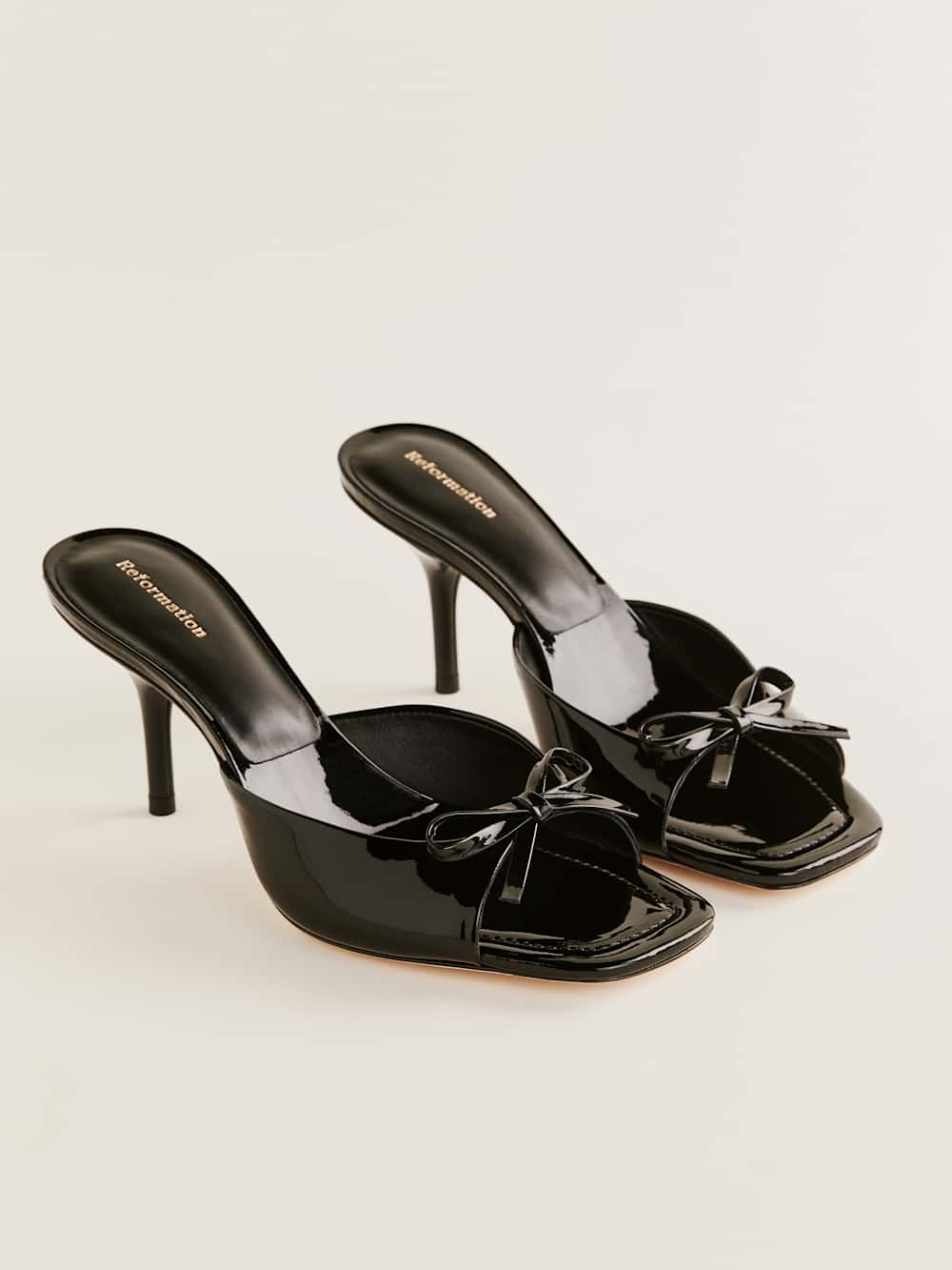 Clementine Heeled Mule Sandal - Black Patent