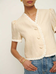 Bess Linen Top - Sugar