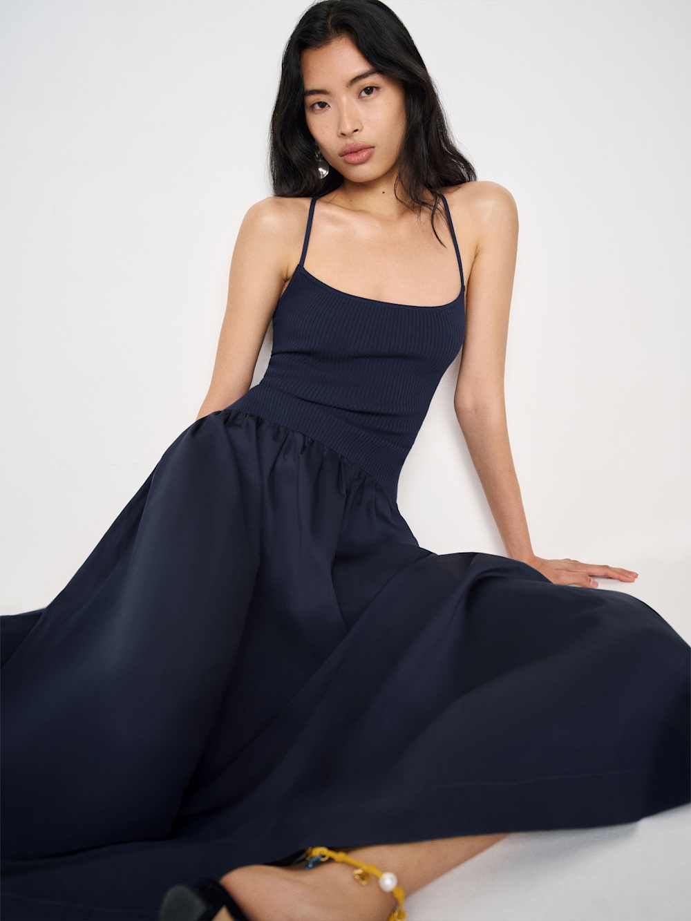 Ginny Cotton Sweater Dress - Navy