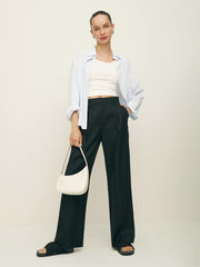 Alex Linen Mid Rise Cropped Pant - Black