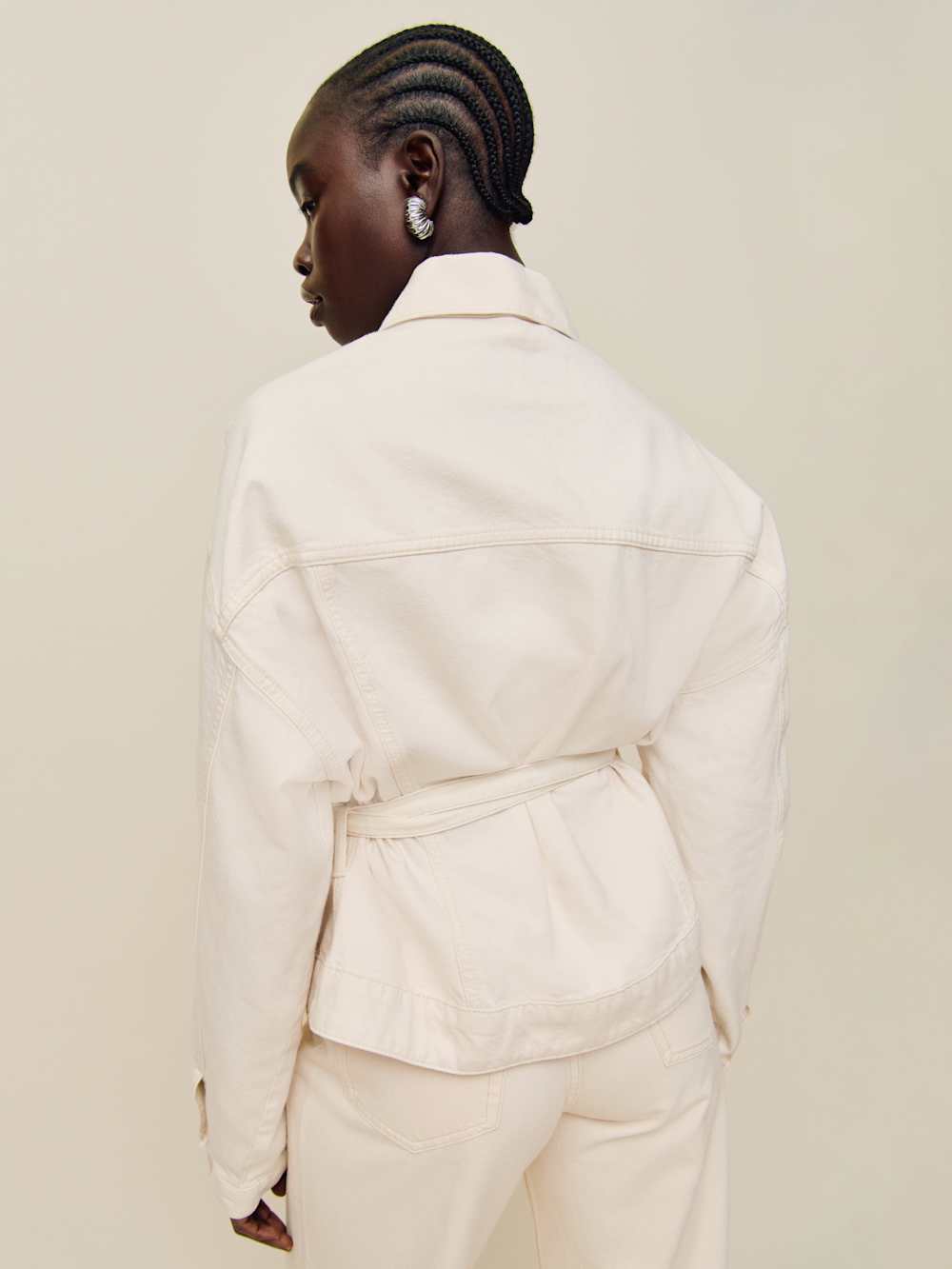 Luna Belted Denim Jacket - Fior Di Latte