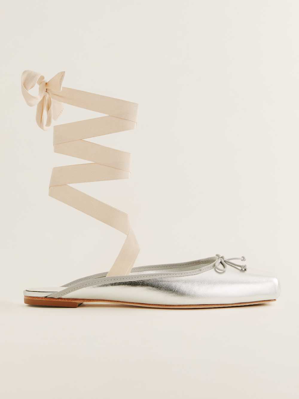 Megan Lace Up Ballet Flat - Silver