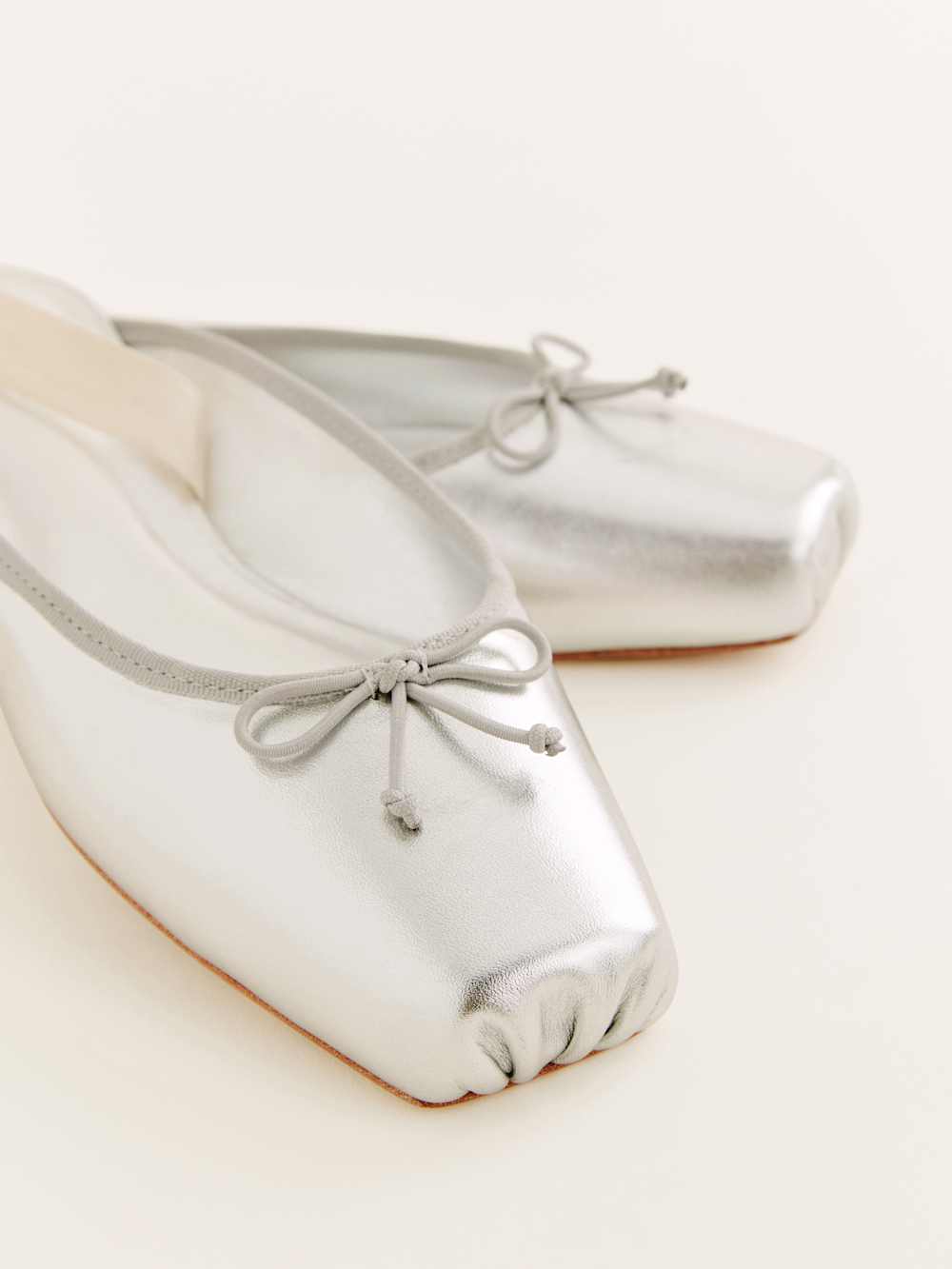 Megan Lace Up Ballet Flat - Silver