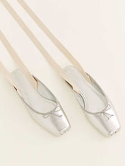 Megan Lace Up Ballet Flat - Silver