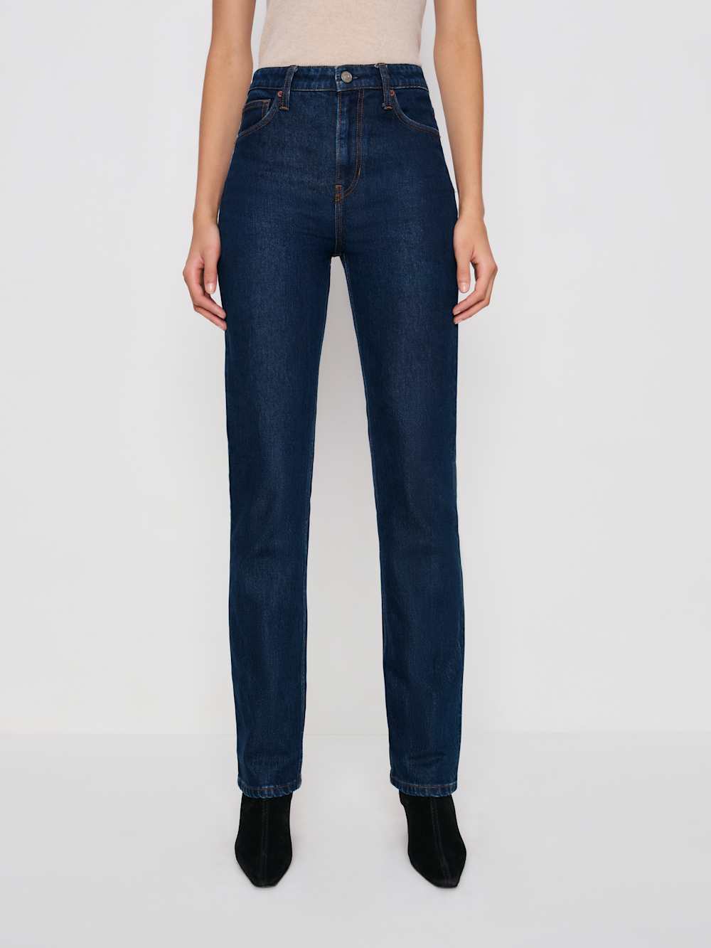 Jax Stretch High Rise Straight Jeans - Seneca