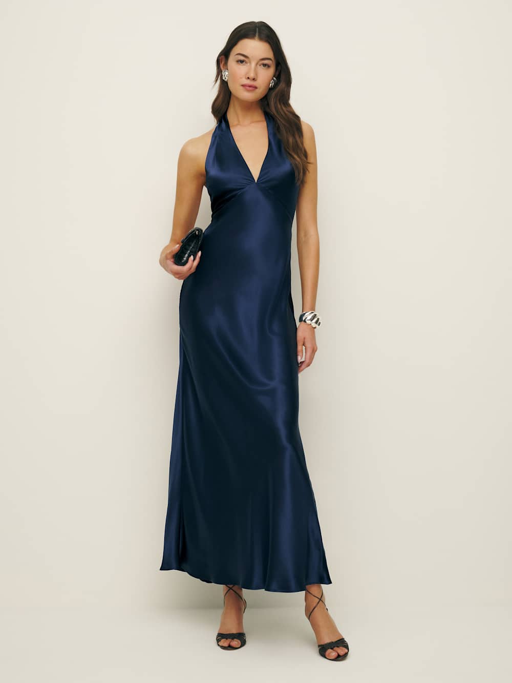 Petites Daniela Silk Dress - Navy