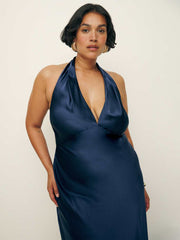 Daniela Silk Dress Es - Navy