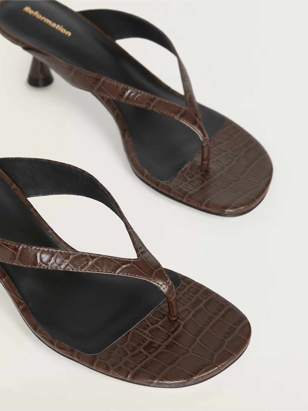 Sophie Heeled Sandal - Brown Croc-effect