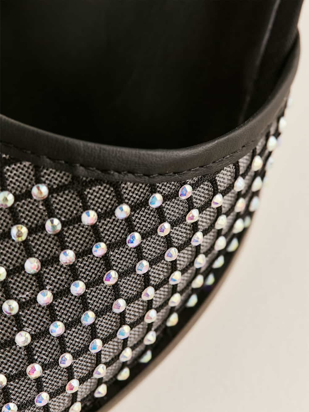 Scout Heeled Sandal - Black Rhinestone Mesh