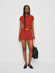 Giselle Pointelle Knit Two Piece - Sundried Tomato