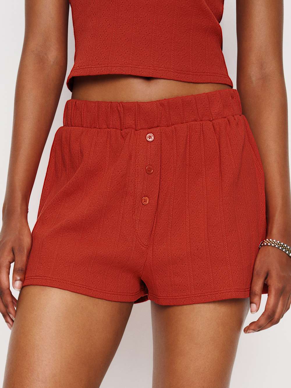 Giselle Pointelle Knit Two Piece - Sundried Tomato