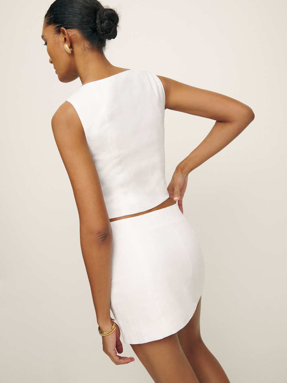 Petites Grace Linen Two Piece - White