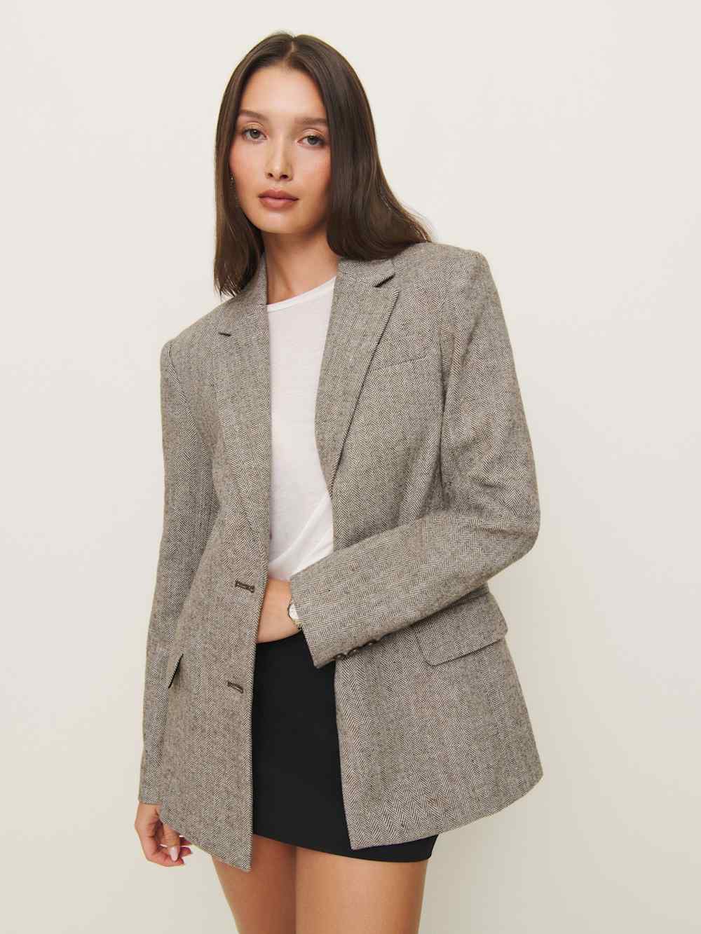 James Relaxed Blazer - Brown Herringbone