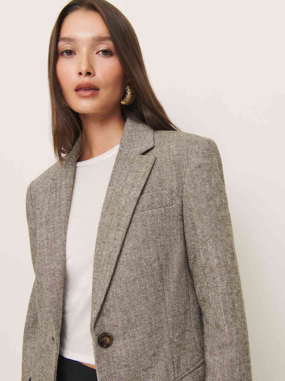 James Relaxed Blazer - Brown Herringbone