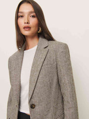 James Relaxed Blazer - Brown Herringbone