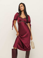Stella Silk Dress - Crimson Clover