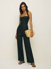 Malika Linen Jumpsuit - Black