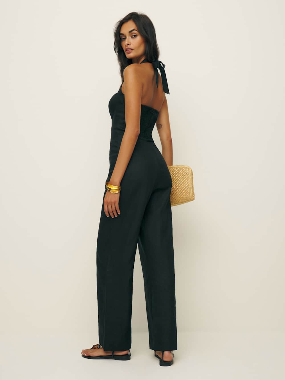 Malika Linen Jumpsuit - Black