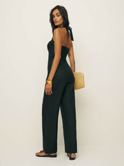 Malika Linen Jumpsuit - Black