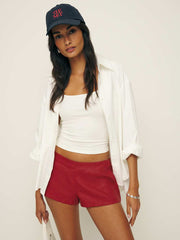 June Low Rise Linen Short - Sundried Tomato