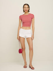 June Low Rise Linen Short - White